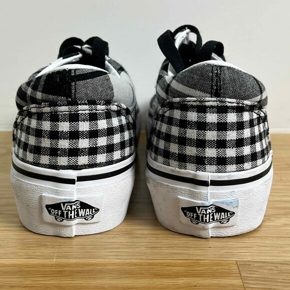 Gently used!VANS! Mix Checkered/Plaid Platform Laced Shoes Cute! Girls Size 2 - Picture 3 of 6